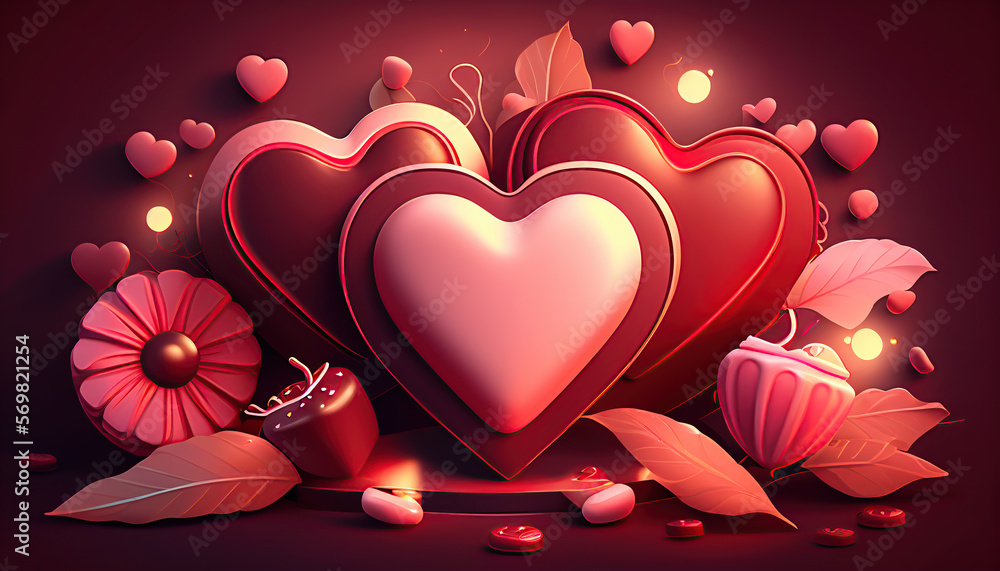 valentine background with hearts with generative AI technology valentine background with hearts with generative AI technology