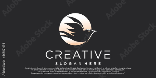 Bird logo template with line art style. creative abstract bird logo collection Premium Vector photo