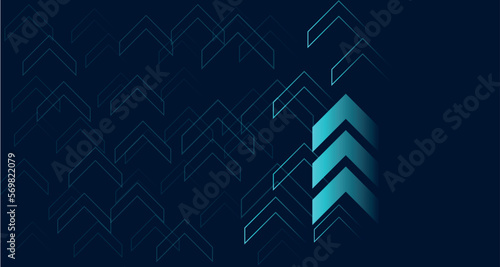 vector with arrows of blue color on a dark background. neon arrows pointing up