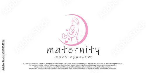 Vector mom and baby logo design vector with creative unique concept Premium Vector