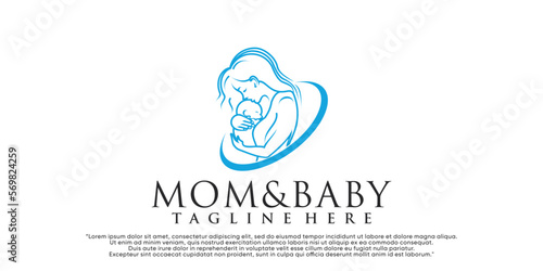 Vector mom and baby logo design vector with creative unique concept Premium Vector