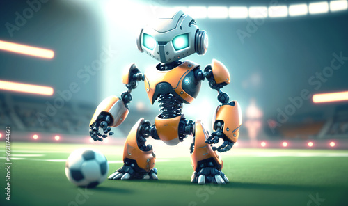 A cute robot playing football in the game field © Nilima