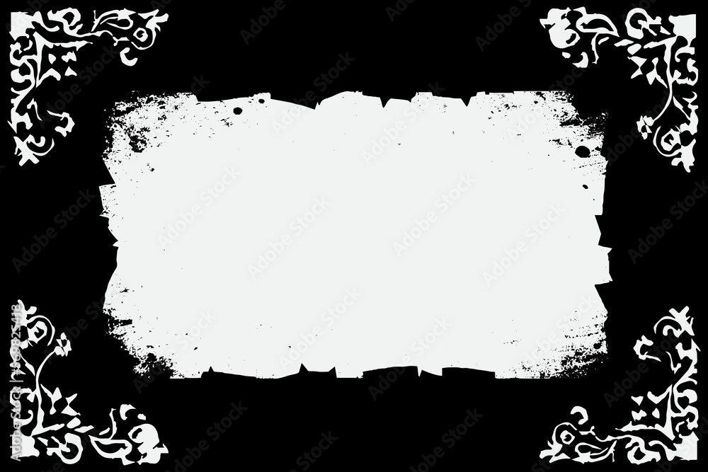 square frame with Grunge black ink ornament around the edges, white background in vector EPS format. square frame with Grunge black ink ornament around the edges, white background in vector EPS format.