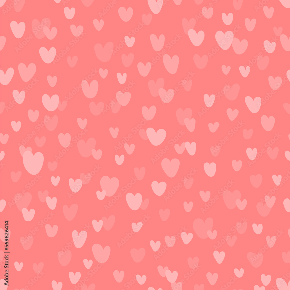 pink hearts. cute valentines repetitive background. vector seamless pattern. pink fabric swatch. wrapping paper. continuous print. design template for greeting card, home decor, textile