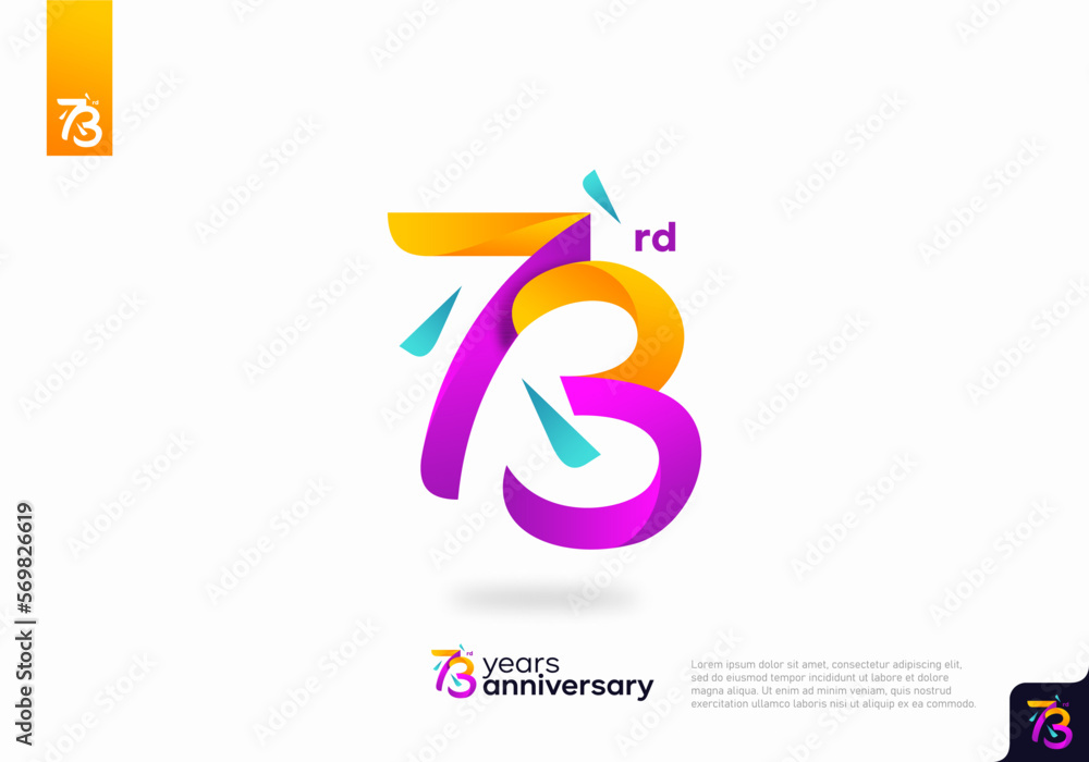 Obraz premium Number 73 logo icon design, 73rd birthday logo number, 73rd anniversary.
