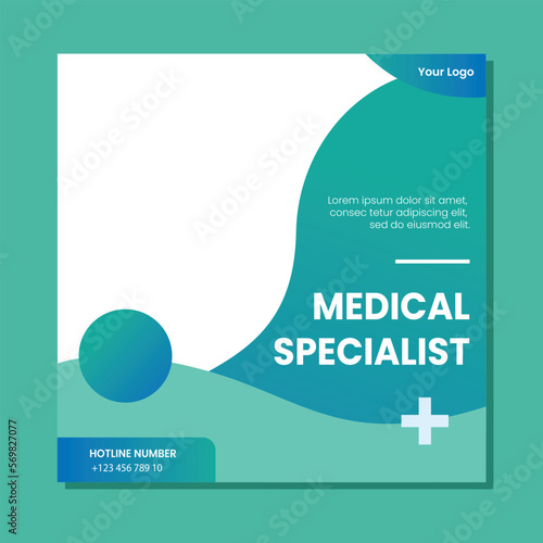 Medical healthcare service social media post template design. Hospital, doctor, clinic and dentist health business promotion flyer poster.