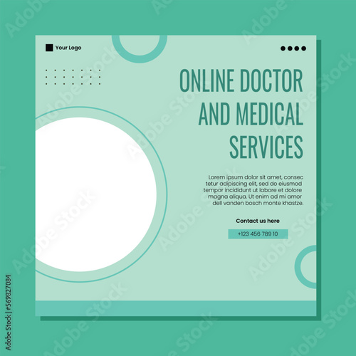 Medical healthcare service social media post template design. Hospital, doctor, clinic and dentist health business promotion flyer poster.
