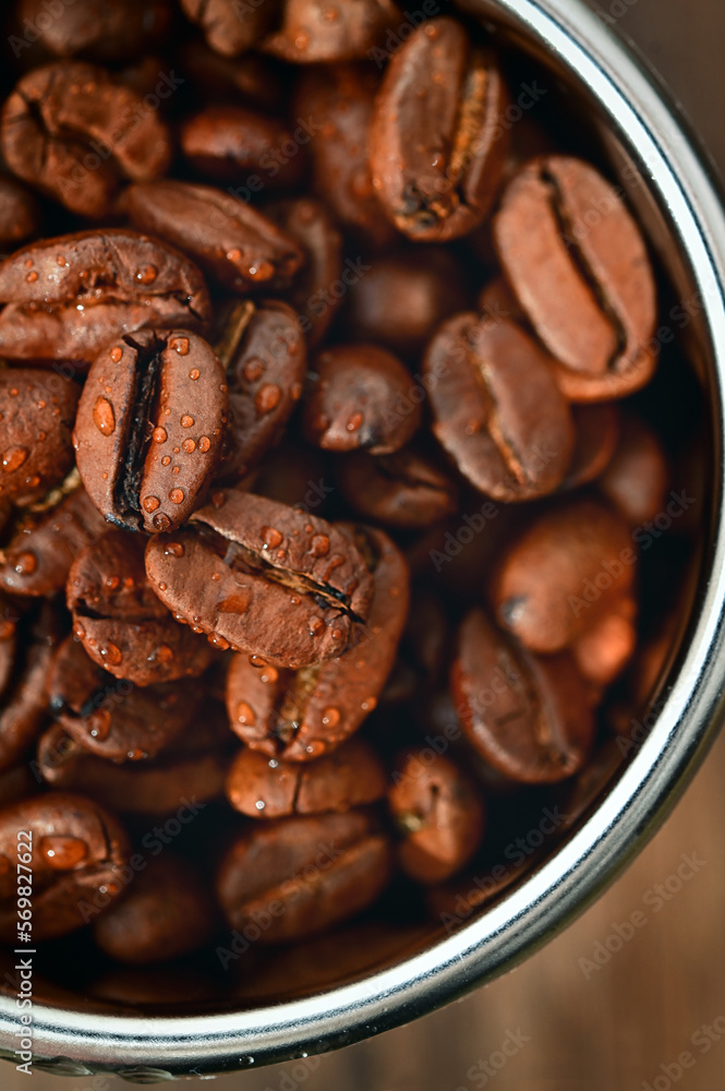 Roasted coffee beans in Coffee Machine Filter