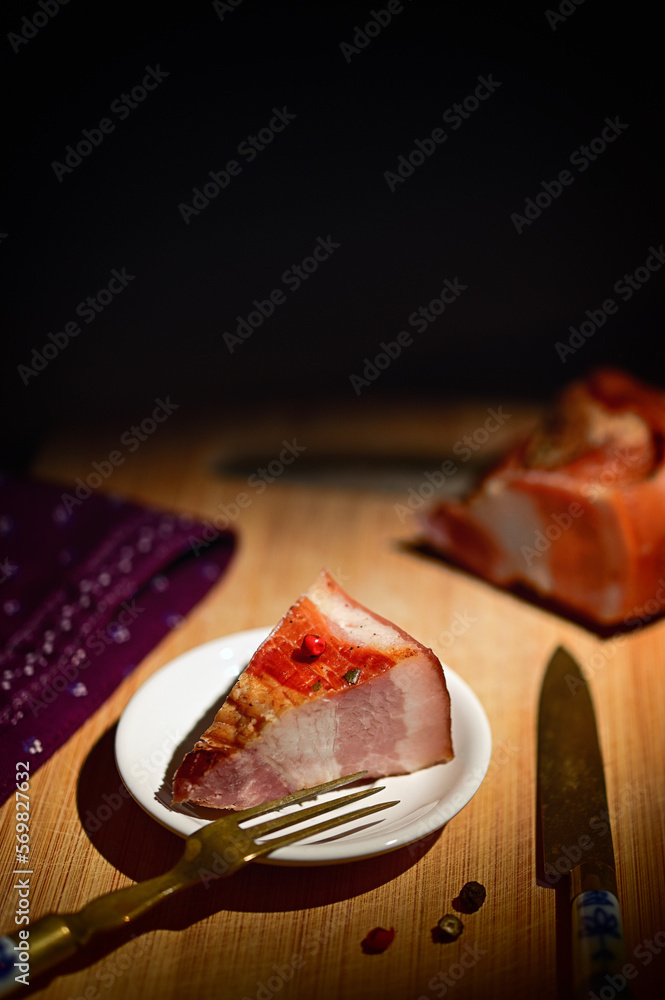A Slice Of Romanian Pancetta Bacon Like Layered Cake