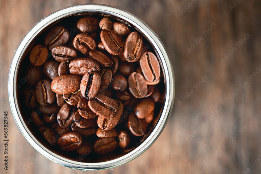 Roasted coffee beans in Coffee Machine Filter