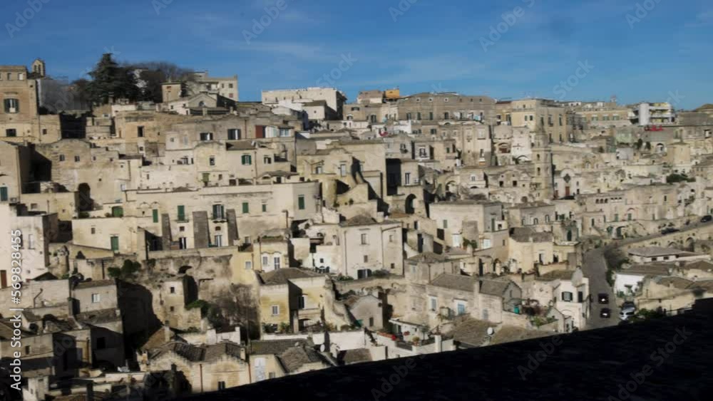 Matera, Italy cityscape pan right to left Matera, Italy cityscape pan right to left