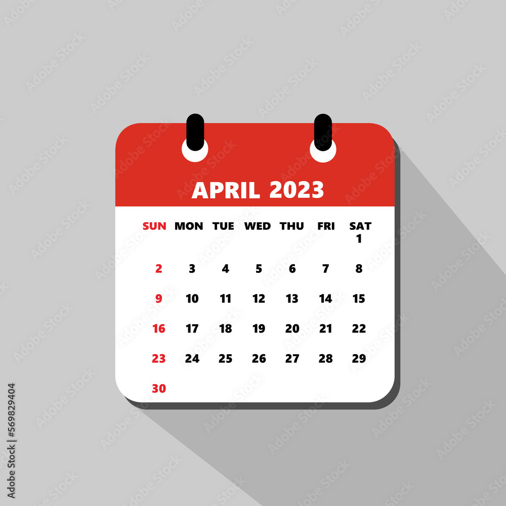 April 2023 Calendar icon image. Calendar 2023 in flat style. Vector illustration. April 2023 Calendar icon image. Calendar 2023 in flat style. Vector illustration.