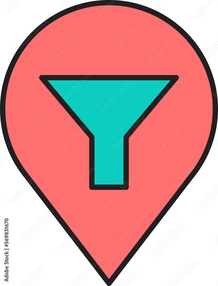 map pin and funnel icon map pin and funnel icon
