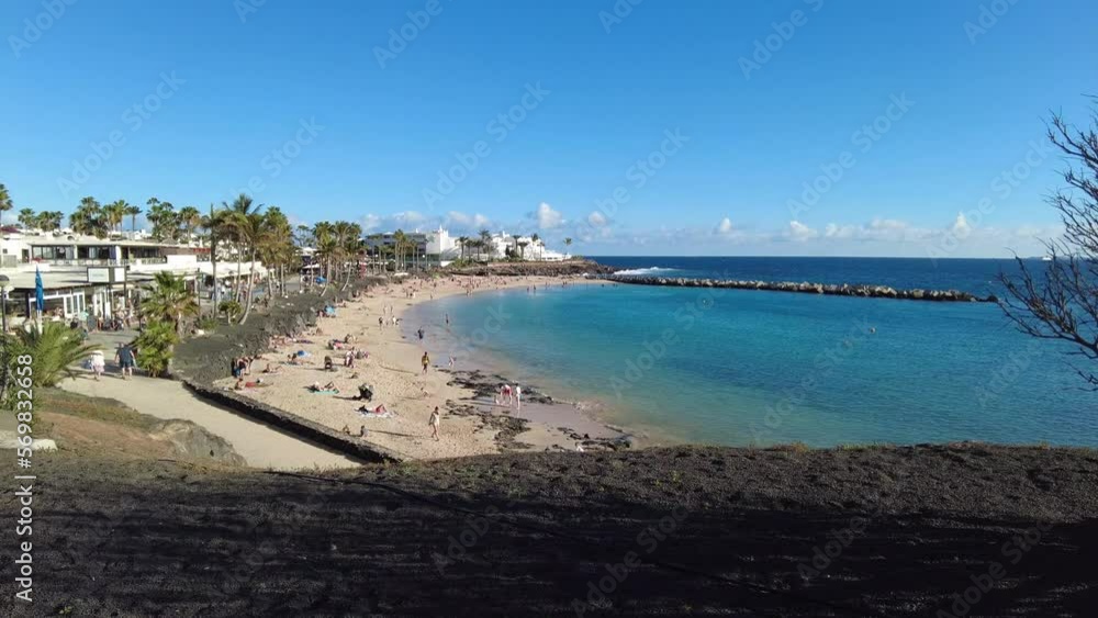 EUROPE, SPAIN , CANARY ISLAND 2023 - Playa Blanca is the southernmost town of the Spanish island of Lanzarote - tourist attraction for holidays EUROPE, SPAIN , CANARY ISLAND 2023 - Playa Blanca is the southernmost town of the Spanish island of Lanzarote - tourist attraction for holidays