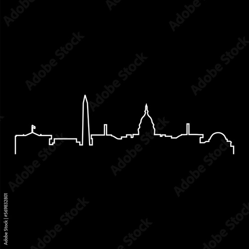 Washington one line buildings icon   illustration isolated on white