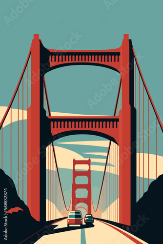 famous Golden Gate Bridge, San Francisco vector illustration