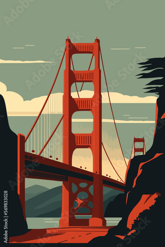famous Golden Gate Bridge, San Francisco vector illustration