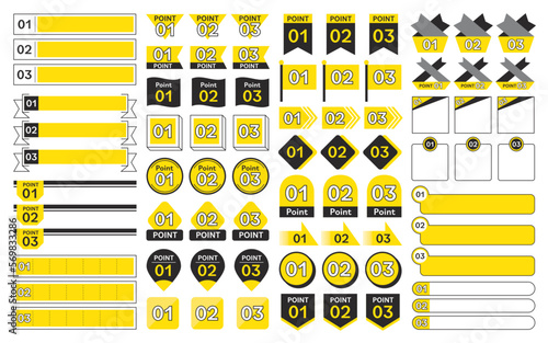 1・2・3　数字アイコンとフレームのセット　イエロー