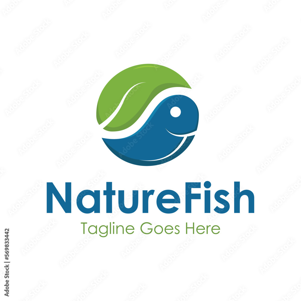 Nature Fish Logo Design Template with a fish icon and leaf. Perfect for business, company, mobile, app, restaurant, etc Nature Fish Logo Design Template with a fish icon and leaf. Perfect for business, company, mobile, app, restaurant, etc