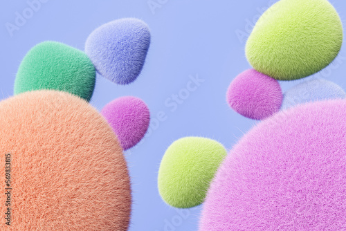 Group of colorful fuzzy balls