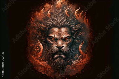 indian hindu lion god