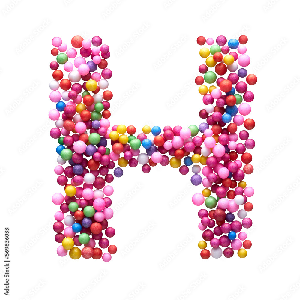 Capital letter H made of multi-colored balls, isolated on a white background. Capital letter H made of multi-colored balls, isolated on a white background.