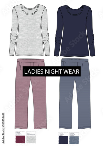 ladies nightwear pajama set  design