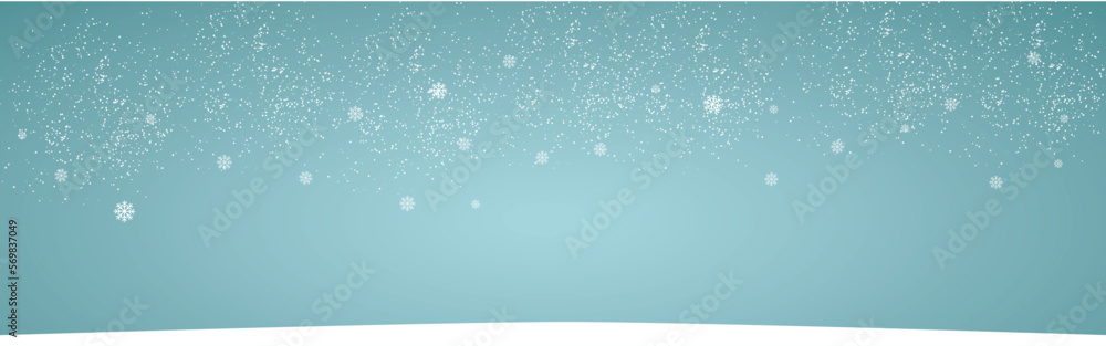 Snow realistic landscape background with showfall and snowflakes transparent vector illustration