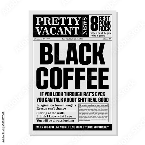 Newspaper Cover template. News paper headline vector. Tabloid journal simple background. Newsprint on point