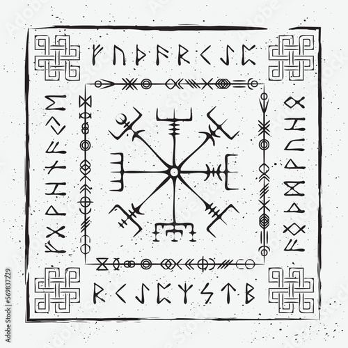 Scandinavian doodle vegvisir frame