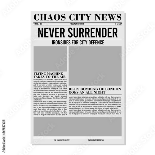 Vintage newspaper. News articles newsprint magazine old design. Brochure newspaper pages