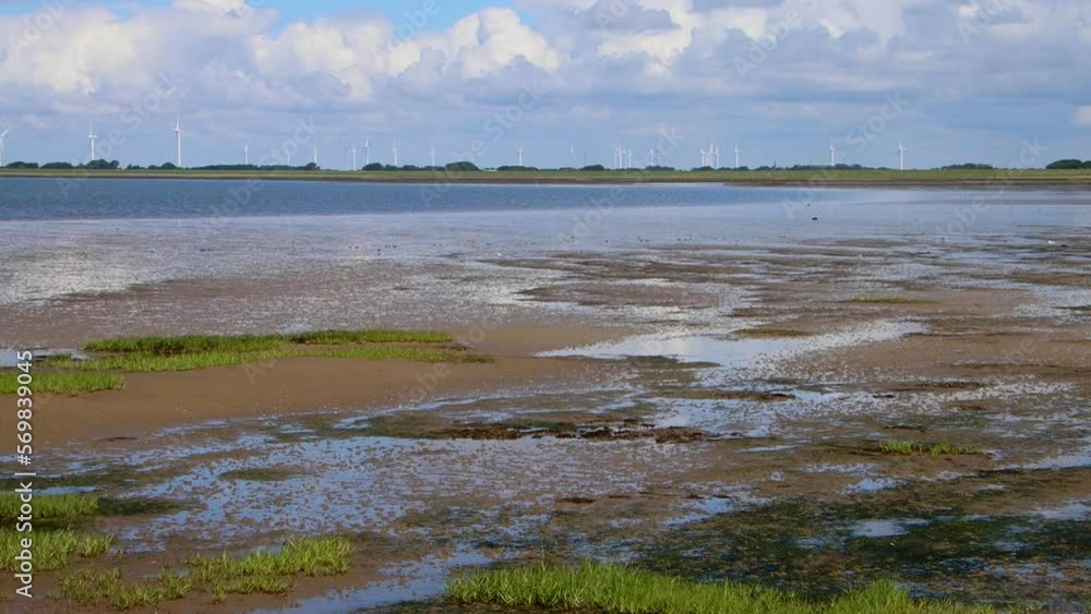 Landscape of the wadden sea during low tide Landscape of the wadden sea during low tide
