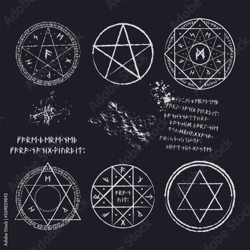 Abstract runes circle magic white