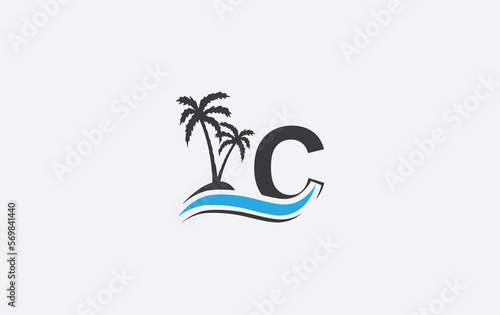 Nature water logo wave and beach tree icon art logo design with the letter and alphabet © Nasir Stock Photo