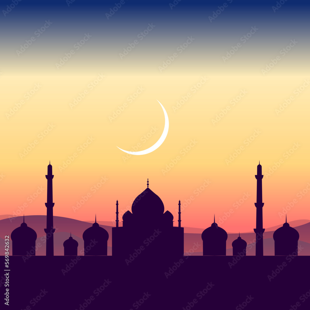 Ramadhan Mosque Silhouette Islamic Background Design