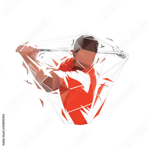 Golf player, isolated low polygonal vector illustration, geometric drawing from triangles