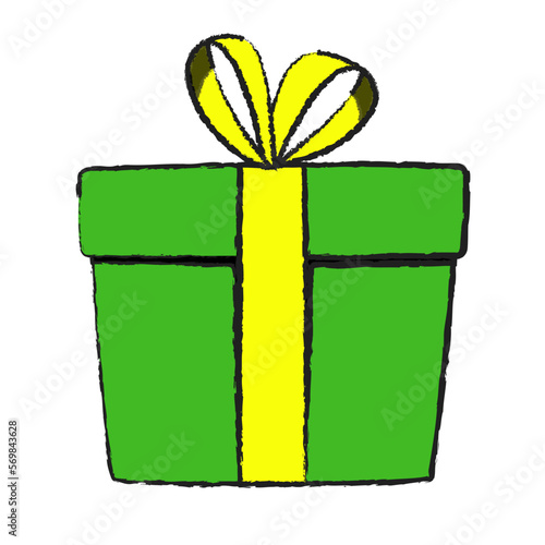 Surprise gift box, birthday celebration, special give away package, loyalty program reward, wonder gift with exclamation mark, vector icon, flat illustration. Cartoon style