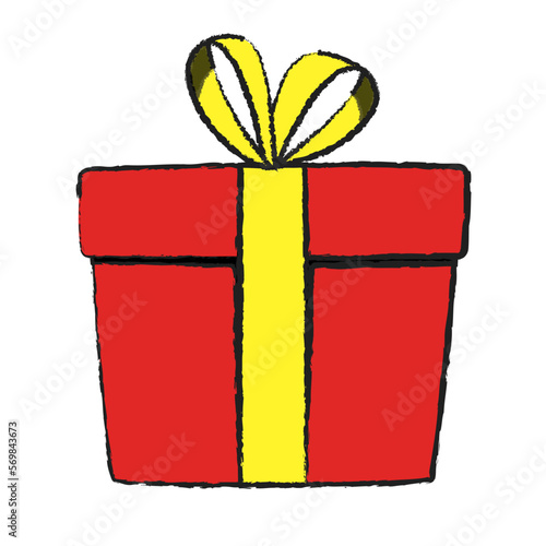 Surprise gift box, birthday celebration, special give away package, loyalty program reward, wonder gift with exclamation mark, vector icon, flat illustration. Cartoon style