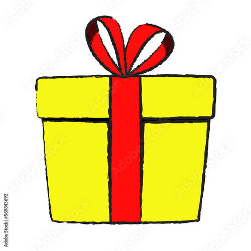 Surprise gift box, birthday celebration, special give away package, loyalty program reward, wonder gift with exclamation mark, vector icon, flat illustration. Cartoon style