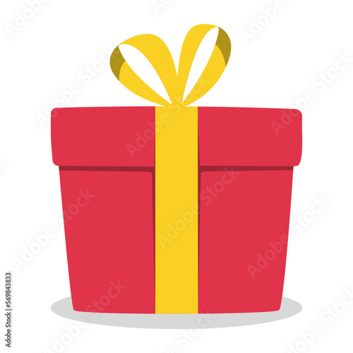 Surprise gift box, birthday celebration, special give away package, loyalty program reward, wonder gift with exclamation mark, vector icon, flat illustration. 