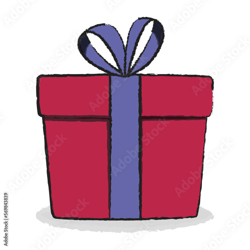 Surprise gift box, birthday celebration, special give away package, loyalty program reward, wonder gift with exclamation mark, vector icon, flat illustration. Cartoon style