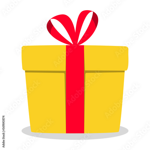 Surprise gift box, birthday celebration, special give away package, loyalty program reward, wonder gift with exclamation mark, vector icon, flat illustration. 