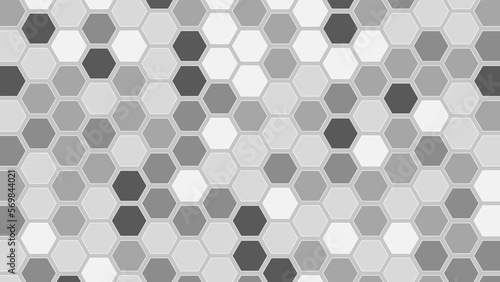 Abstract background of hexagon. White honeycomb with a gradient color. Isometric geometry. colorful hexagons background. Random displacement. Good background. Simply geometric pattern and Copy space.