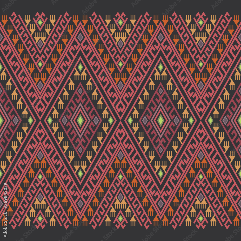 Geometric ethnic pattern seamless oriental. Fabric pattern. Design for fabric, curtain, background, carpet, wallpaper, clothing, shirts, dresses, wrapping, batik, vector illustration. Pattern style.