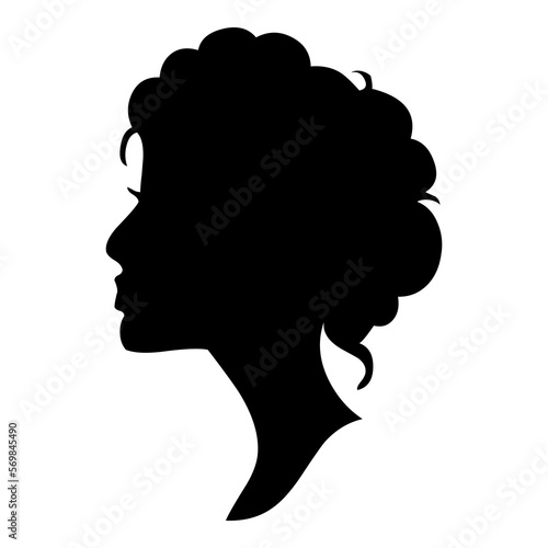 Portrait and silhouette of a woman with curly hair 