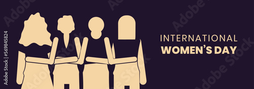 8 March International Women's Day. Four women with different culture and ethnicity flat illustration.
