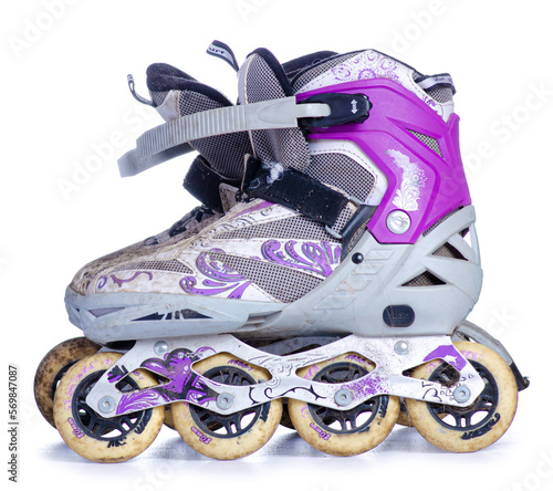 Obraz na płótnie Old dirty child rollers on white background isolation