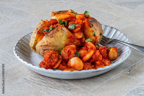 Chorizo and butterbean baked jacket potato