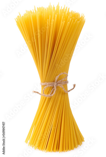Raw spaghetti, white background
