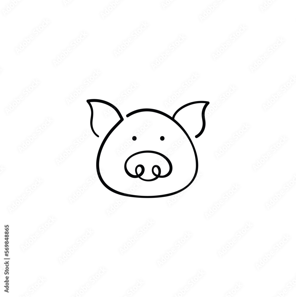 Pig Line Style Icon Design Pig Line Style Icon Design